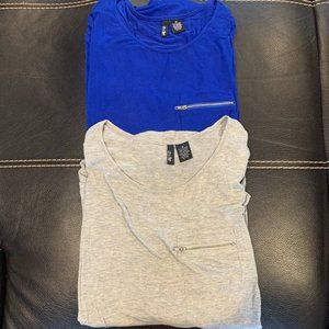 Lot of 2 Ultra Flirt 3/4 Sleeve Wide Neck Tunic Tops Size Juniors M